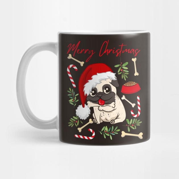 Merry Christmas Pug cute dog Seasons Greetings Tis The Season To Be Jolly by BoogieCreates